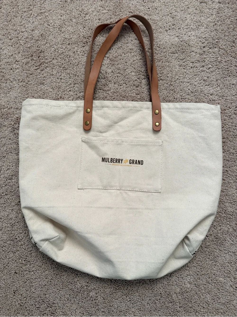 New York Tote Bag with Leather Handles